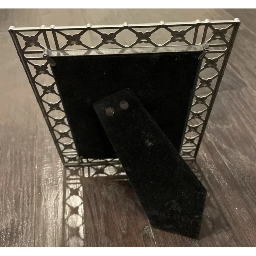 Malden Pewter Picture Frame Vintage Lattice Floral Tabletop 9” X‎ 7” Cottagecore
